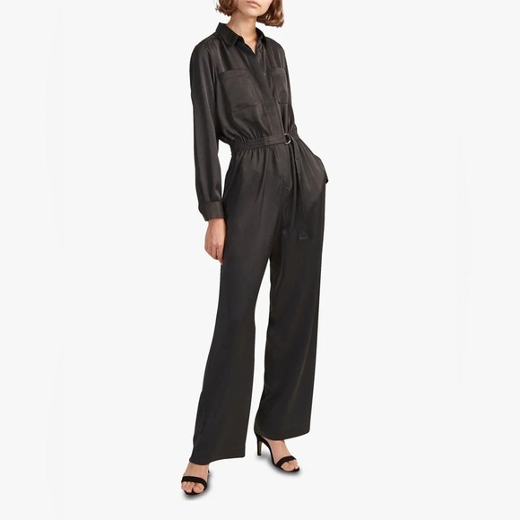 French Connection Enid Crepe Jumpsuit in Dark Slate - NEW- Size 10 - Picture 1 of 9